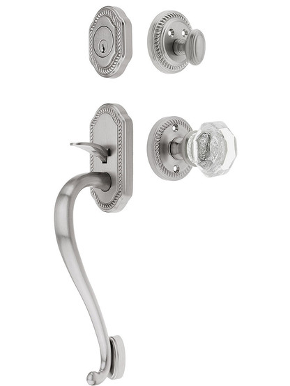 Newport Entry Lock Set in Satin Nickel Finish with Chambord Knob and